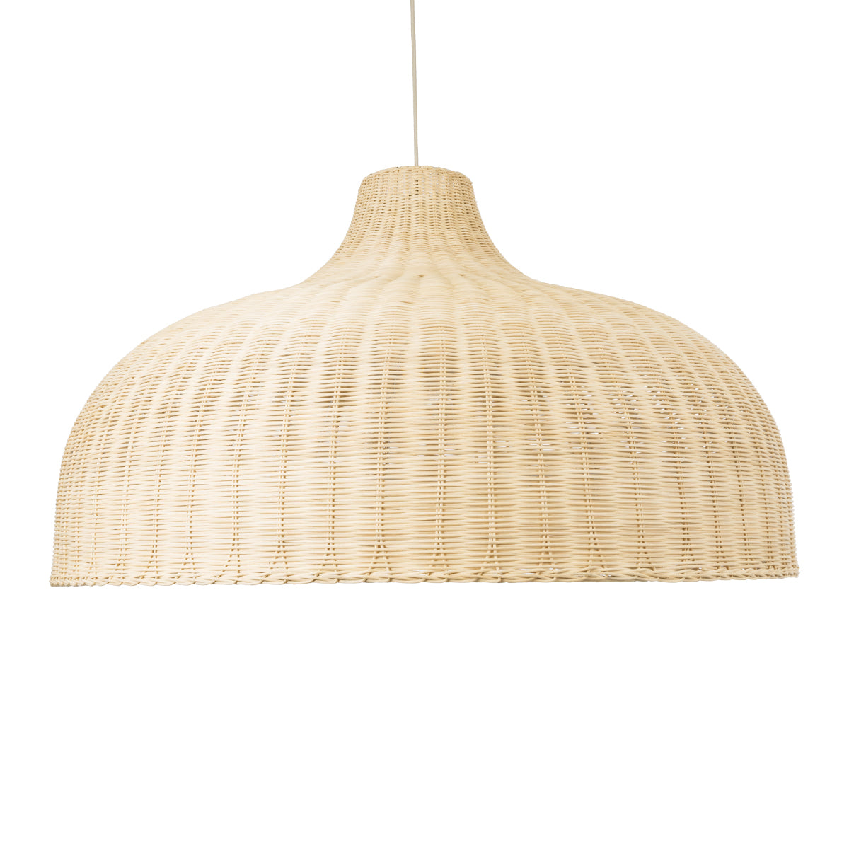 GloboStar® AFURU 01829 Boho Κρεμαστό Φωτιστικό Οροφής Μονόφωτο 1 x E27 AC220-240V IP20 - Φ100 x Υ60cm - Μπεζ Ξύλινο Μπαμπού Πλέγμα Καμπάνα - 5 Χρόνια Εγγύηση - ledmania.gr