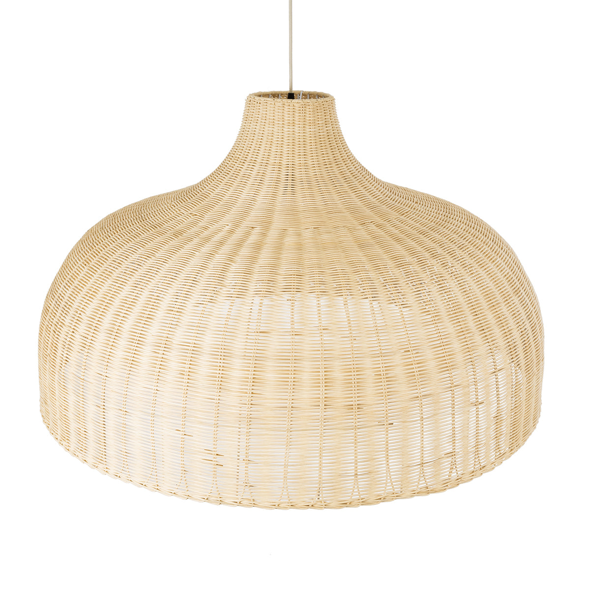 GloboStar® AFURU 01829 Boho Κρεμαστό Φωτιστικό Οροφής Μονόφωτο 1 x E27 AC220-240V IP20 - Φ100 x Υ60cm - Μπεζ Ξύλινο Μπαμπού Πλέγμα Καμπάνα - 5 Χρόνια Εγγύηση - ledmania.gr