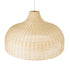 GloboStar® AFURU 01829 Boho Κρεμαστό Φωτιστικό Οροφής Μονόφωτο 1 x E27 AC220-240V IP20 - Φ100 x Υ60cm - Μπεζ Ξύλινο Μπαμπού Πλέγμα Καμπάνα - 5 Χρόνια Εγγύηση - ledmania.gr