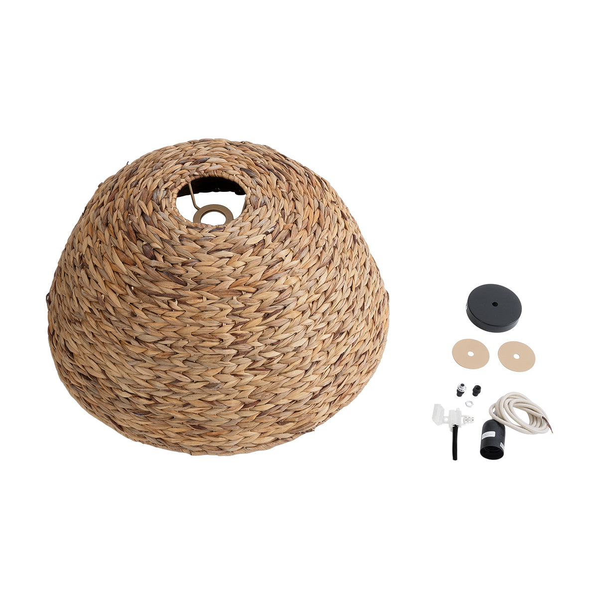 GloboStar® MANGATA 01847 Boho Κρεμαστό Φωτιστικό Οροφής Μονόφωτο 1 x E27 AC220-240V IP20 - Φ60 x Υ28cm - Μπεζ Καφέ Ξύλινο Μπαμπού Πλέγμα Καμπάνα - 5 Χρόνια Εγγύηση - ledmania.gr