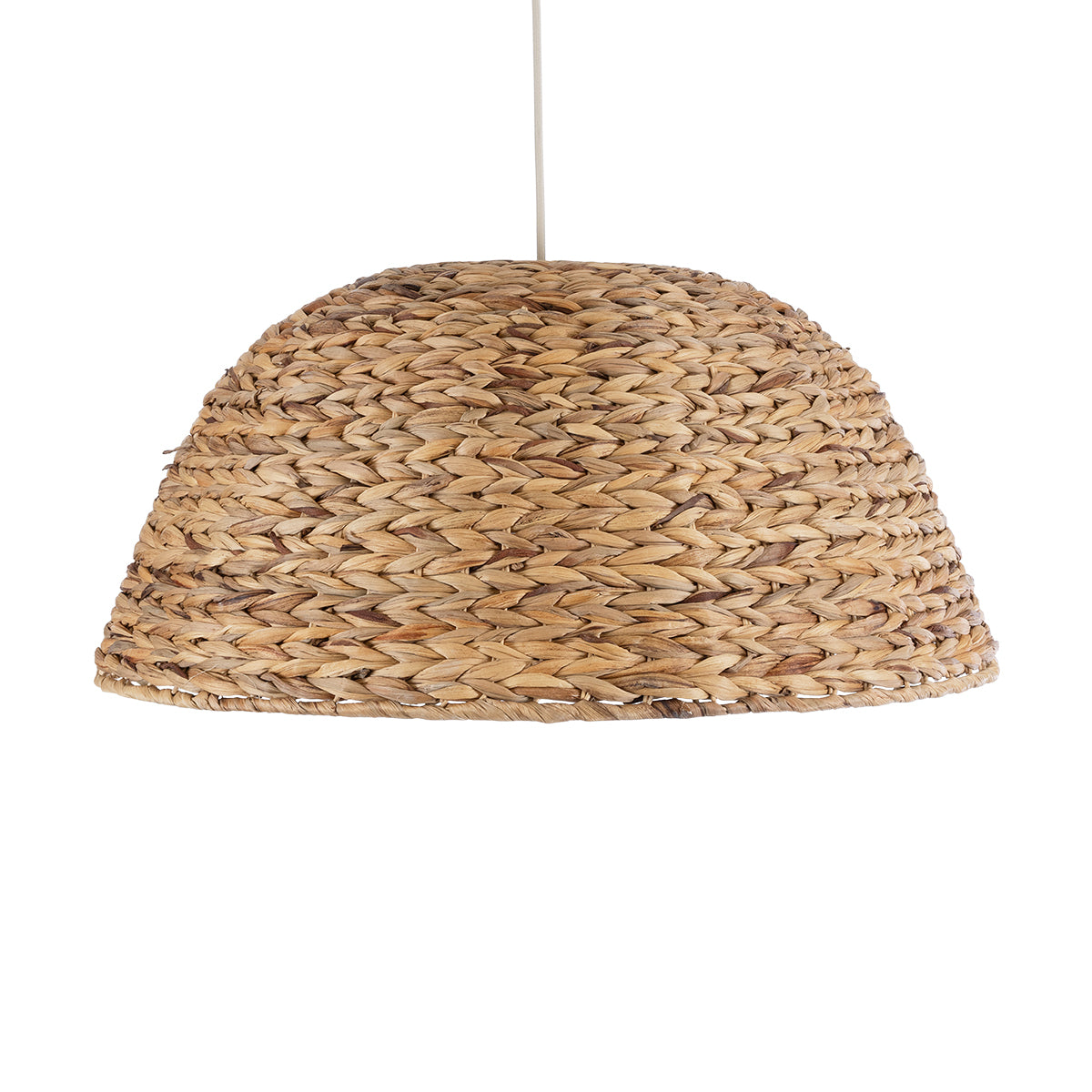 GloboStar® MANGATA 01847 Boho Κρεμαστό Φωτιστικό Οροφής Μονόφωτο 1 x E27 AC220-240V IP20 - Φ60 x Υ28cm - Μπεζ Καφέ Ξύλινο Μπαμπού Πλέγμα Καμπάνα - 5 Χρόνια Εγγύηση - ledmania.gr