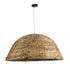 GloboStar® MANGATA 01848 Boho Κρεμαστό Φωτιστικό Οροφής Μονόφωτο 1 x E27 AC220-240V IP20 - Φ90 x Υ40cm - Καφέ Ξύλινο Μπαμπού Πλέγμα Καμπάνα - 5 Χρόνια Εγγύηση - ledmania.gr