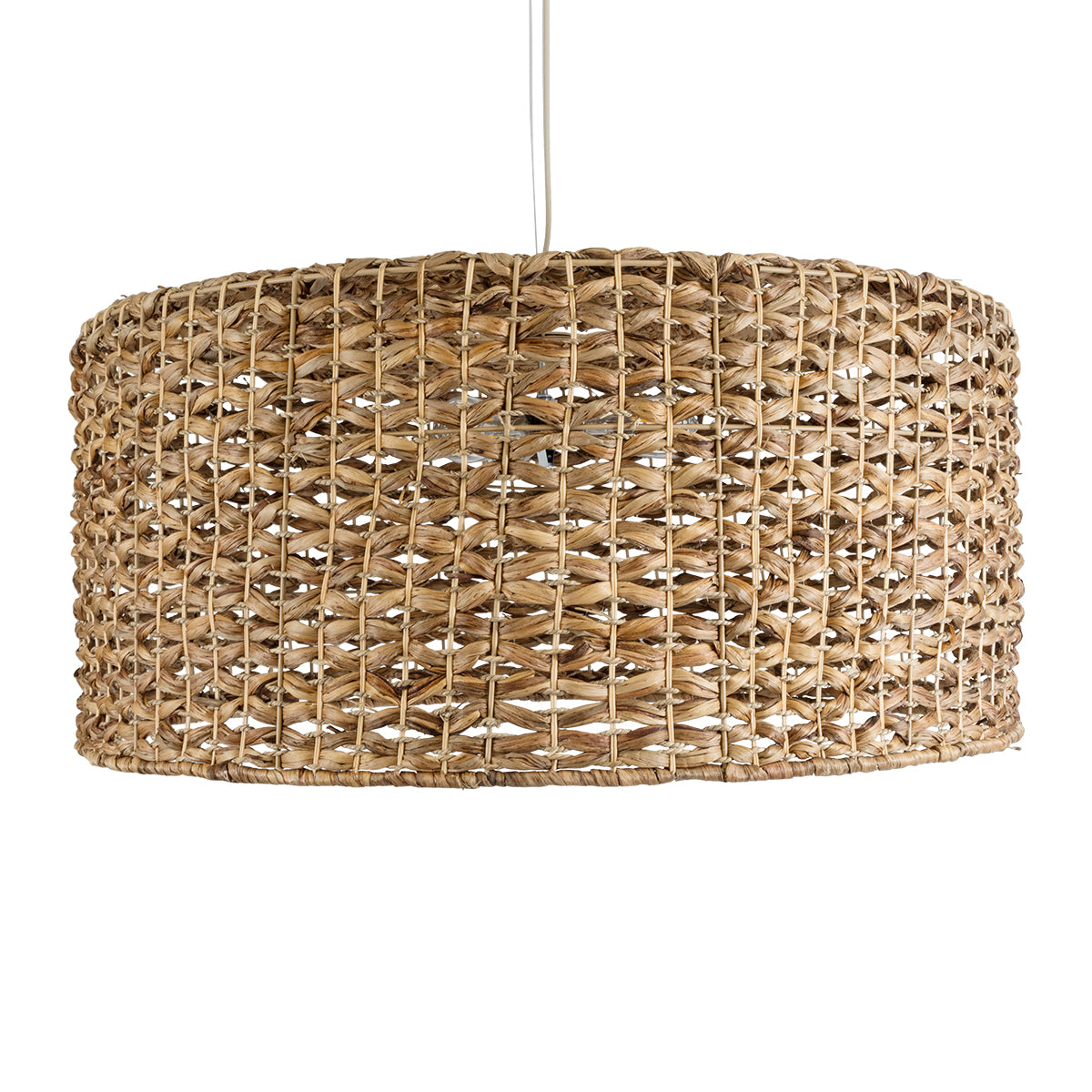 GloboStar® MARIGOLD 01850 Boho Κρεμαστό Φωτιστικό Οροφής Μονόφωτο 1 x E27 AC220-240V IP20 - Φ90 x Υ40cm - Καφέ Ξύλινο Μπαμπού Πλέγμα Καμπάνα - 5 Χρόνια Εγγύηση - ledmania.gr
