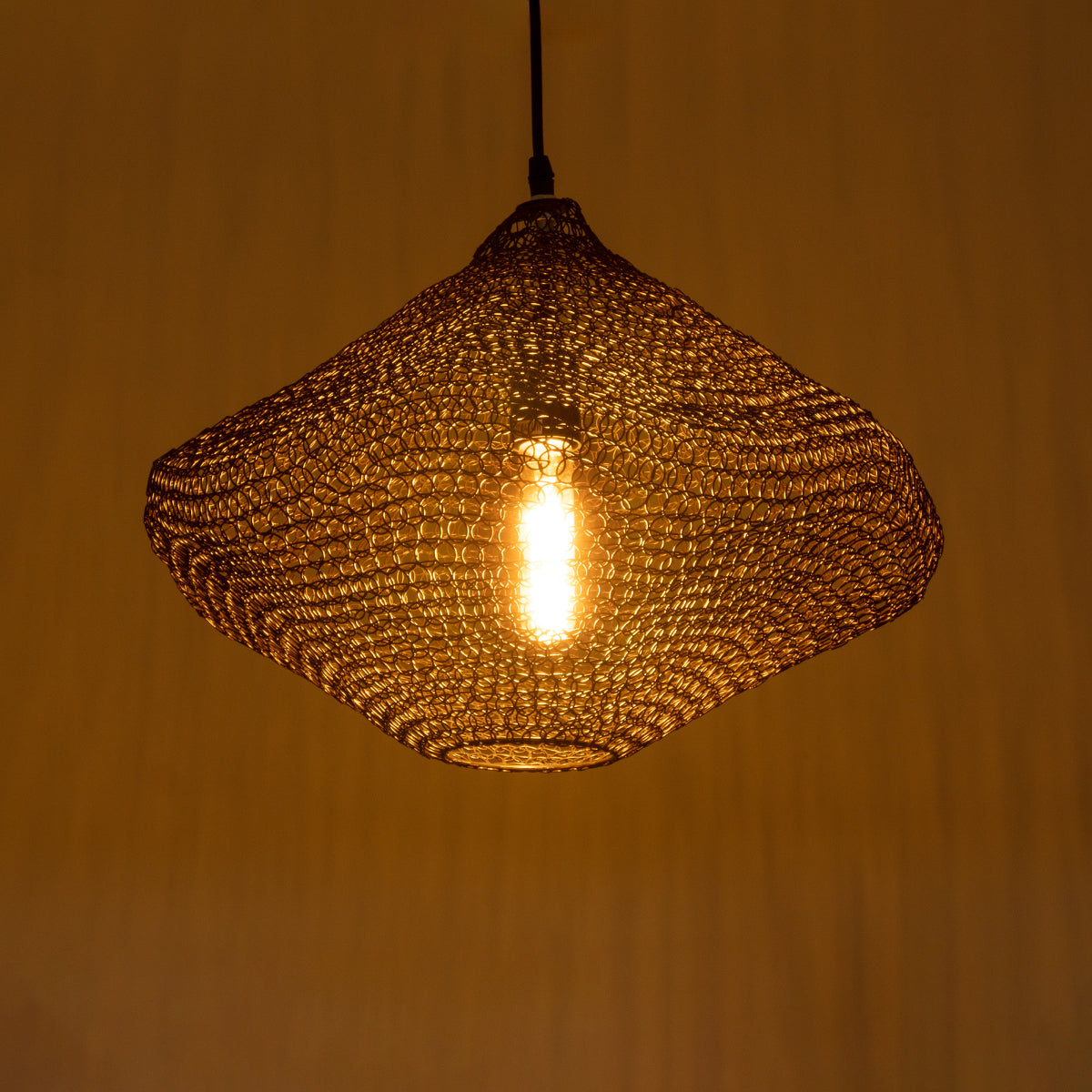 GloboStar® KENTUCKY 01863 Vintage Κρεμαστό Φωτιστικό Οροφής Μονόφωτο 1 x E27 AC220-240V IP20 - Φ40 x Υ30cm - Σκούρο Καφέ Μεταλλικό Πλέγμα - 5 Χρόνια Εγγύηση - ledmania.gr