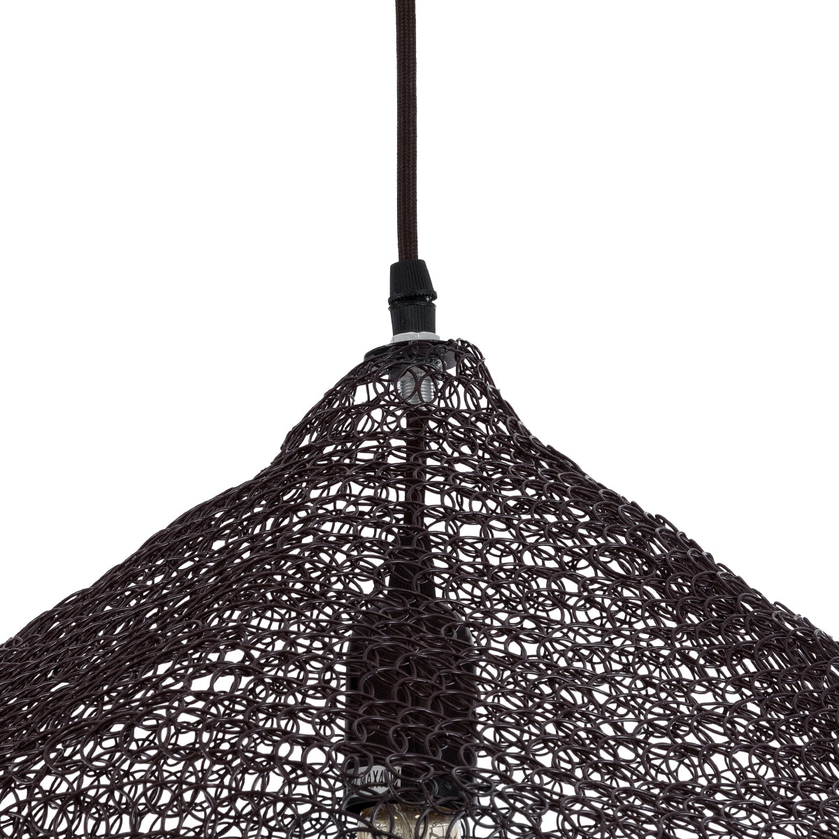 GloboStar® KENTUCKY 01863 Vintage Κρεμαστό Φωτιστικό Οροφής Μονόφωτο 1 x E27 AC220-240V IP20 - Φ40 x Υ30cm - Σκούρο Καφέ Μεταλλικό Πλέγμα - 5 Χρόνια Εγγύηση - ledmania.gr