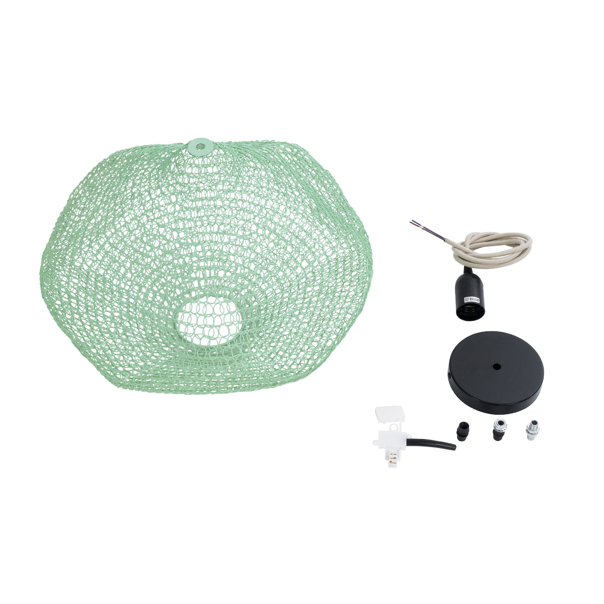 GloboStar® KENTUCKY 01864 Vintage Κρεμαστό Φωτιστικό Οροφής Μονόφωτο 1 x E27 AC220-240V IP20 - Φ40 x Υ30cm - Apple Green Μεταλλικό Πλέγμα - 5 Χρόνια Εγγύηση - ledmania.gr