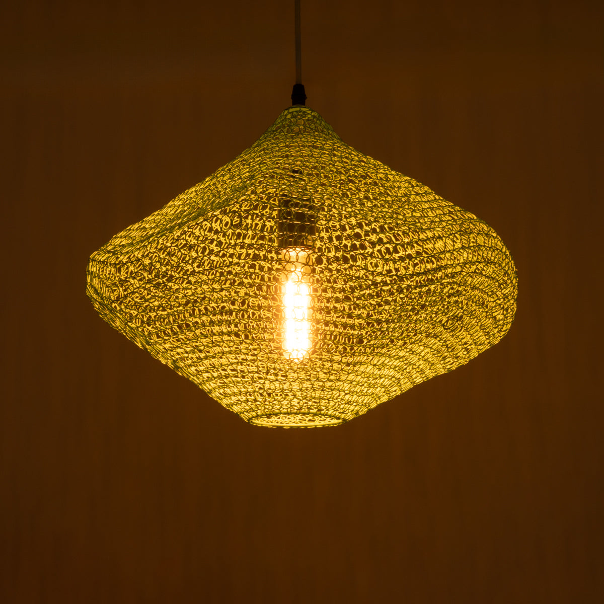 GloboStar® KENTUCKY 01864 Vintage Κρεμαστό Φωτιστικό Οροφής Μονόφωτο 1 x E27 AC220-240V IP20 - Φ40 x Υ30cm - Apple Green Μεταλλικό Πλέγμα - 5 Χρόνια Εγγύηση - ledmania.gr