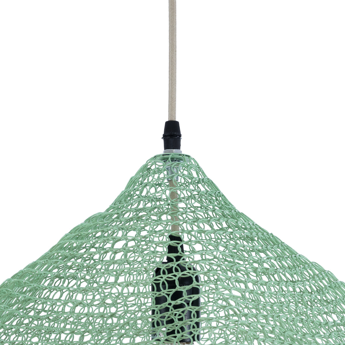 GloboStar® KENTUCKY 01864 Vintage Κρεμαστό Φωτιστικό Οροφής Μονόφωτο 1 x E27 AC220-240V IP20 - Φ40 x Υ30cm - Apple Green Μεταλλικό Πλέγμα - 5 Χρόνια Εγγύηση - ledmania.gr