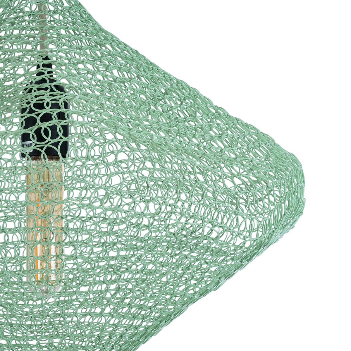 GloboStar® KENTUCKY 01864 Vintage Κρεμαστό Φωτιστικό Οροφής Μονόφωτο 1 x E27 AC220-240V IP20 - Φ40 x Υ30cm - Apple Green Μεταλλικό Πλέγμα - 5 Χρόνια Εγγύηση - ledmania.gr