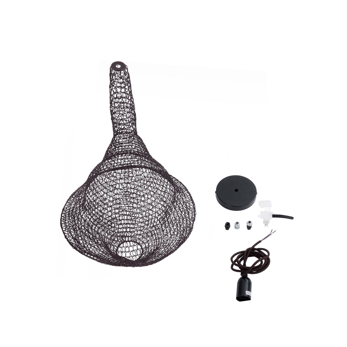 GloboStar® KENTUCKY 01872 Vintage Κρεμαστό Φωτιστικό Οροφής Μονόφωτο 1 x E27 AC220-240V IP20 - Φ35 x Υ60cm - Σκούρο Καφέ Μεταλλικό Πλέγμα - 5 Χρόνια Εγγύηση - ledmania.gr