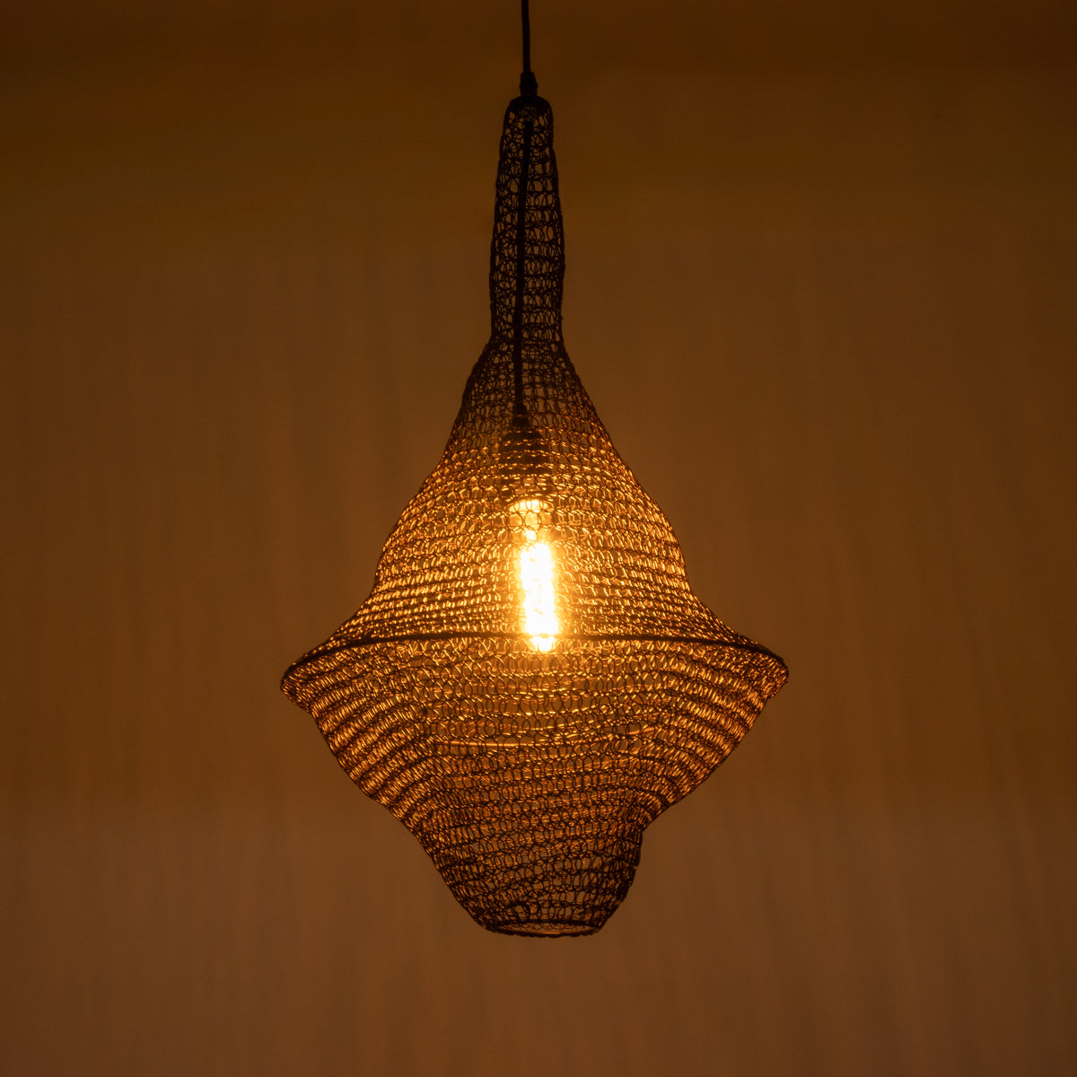 GloboStar® KENTUCKY 01872 Vintage Κρεμαστό Φωτιστικό Οροφής Μονόφωτο 1 x E27 AC220-240V IP20 - Φ35 x Υ60cm - Σκούρο Καφέ Μεταλλικό Πλέγμα - 5 Χρόνια Εγγύηση - ledmania.gr