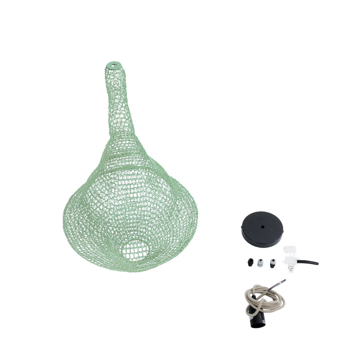 GloboStar® KENTUCKY 01873 Vintage Κρεμαστό Φωτιστικό Οροφής Μονόφωτο 1 x E27 AC220-240V IP20 - Φ35 x Υ60cm - Apple Green Μεταλλικό Πλέγμα - 5 Χρόνια Εγγύηση - ledmania.gr