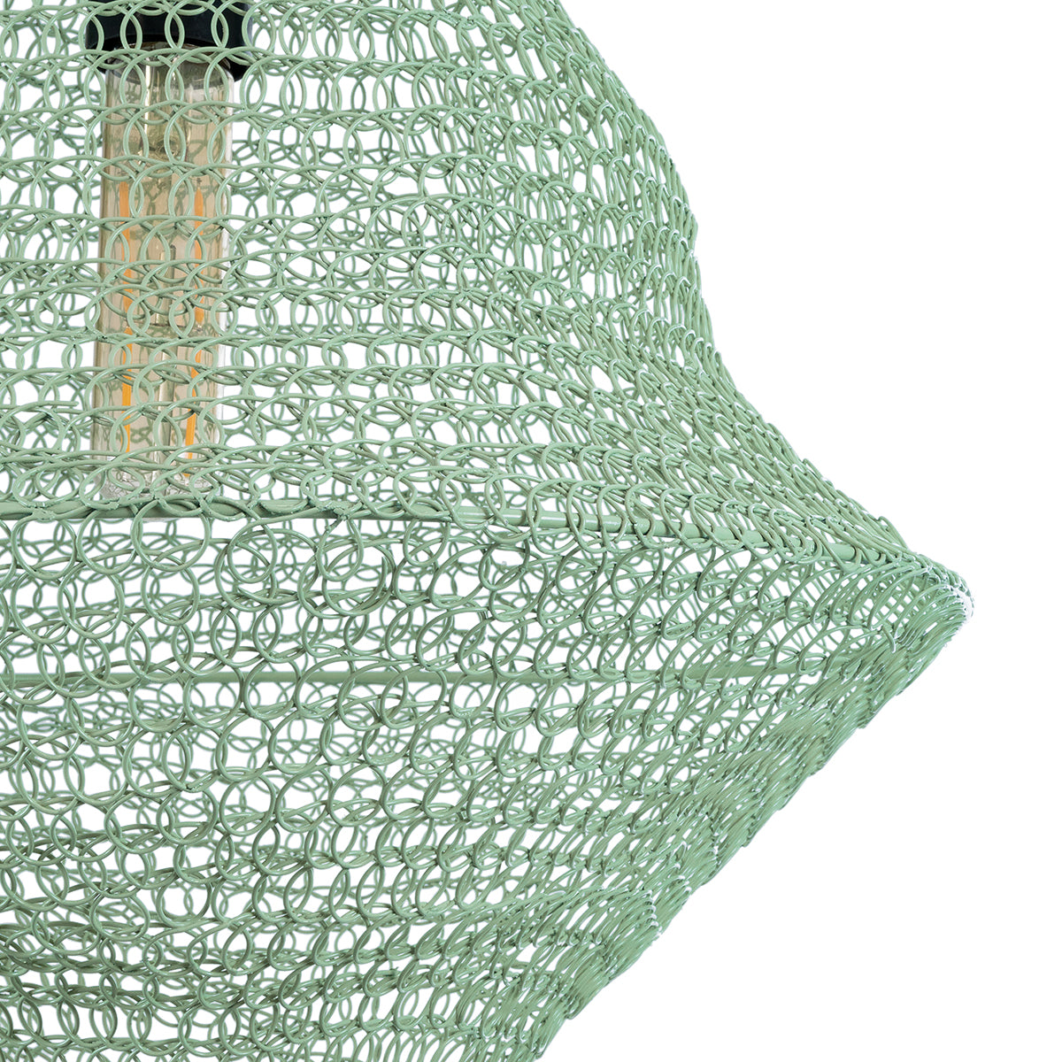 GloboStar® KENTUCKY 01873 Vintage Κρεμαστό Φωτιστικό Οροφής Μονόφωτο 1 x E27 AC220-240V IP20 - Φ35 x Υ60cm - Apple Green Μεταλλικό Πλέγμα - 5 Χρόνια Εγγύηση - ledmania.gr