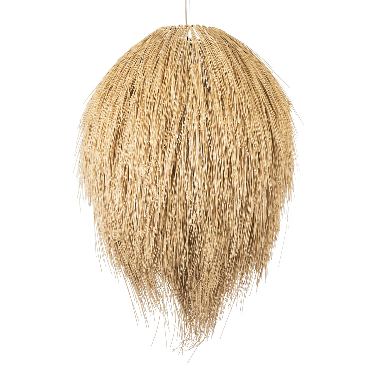 GloboStar® ARCHIPELAGO 01913 Boho Κρεμαστό Φωτιστικό Οροφής Μονόφωτο 1 x E27 AC220-240V IP20 - Φ80 x Υ100cm - Μπεζ Ξύλινο Πλέγμα - 5 Χρόνια Εγγύηση - ledmania.gr
