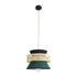 GloboStar® SAIGE 01915 Boho Κρεμαστό Φωτιστικό Οροφής Μονόφωτο 1 x E27 AC220-240V IP20 - Φ30 x Υ22cm - Μπεζ Μπαμπού Πλέγμα με Πράσινο και Μαύρο Υφασμάτινο Καπέλο - 5 Χρόνια Εγγύηση - ledmania.gr