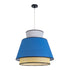 GloboStar® SAIGE 01918 Boho Κρεμαστό Φωτιστικό Οροφής Μονόφωτο 1 x E27 AC220-240V IP20 - Φ50 x Υ45cm - Μπεζ Μπαμπού Πλέγμα με Μπλε και Γκρι Υφασμάτινο Καπέλο - 5 Χρόνια Εγγύηση - ledmania.gr