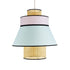 GloboStar® JOURNEY 01920 Boho Κρεμαστό Φωτιστικό Οροφής Μονόφωτο 1 x E27 AC220-240V IP20 - Φ50 x Υ54cm - Μπεζ Ξύλινο με Ροζ Γαλάζιο και Μαύρες Λεπτομέρειες Πλέγμα - 5 Χρόνια Εγγύηση - ledmania.gr