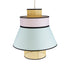GloboStar® JOURNEY 01920 Boho Κρεμαστό Φωτιστικό Οροφής Μονόφωτο 1 x E27 AC220-240V IP20 - Φ50 x Υ54cm - Μπεζ Ξύλινο με Ροζ Γαλάζιο και Μαύρες Λεπτομέρειες Πλέγμα - 5 Χρόνια Εγγύηση - ledmania.gr