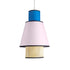 GloboStar® SAIGE 01921 Boho Κρεμαστό Φωτιστικό Οροφής Μονόφωτο 1 x E27 AC220-240V IP20 - Φ30 x Υ48cm - Μπεζ Μπαμπού Πλέγμα με Ροζ και Μπλε Υφασμάτινο Καπέλο - 5 Χρόνια Εγγύηση - ledmania.gr