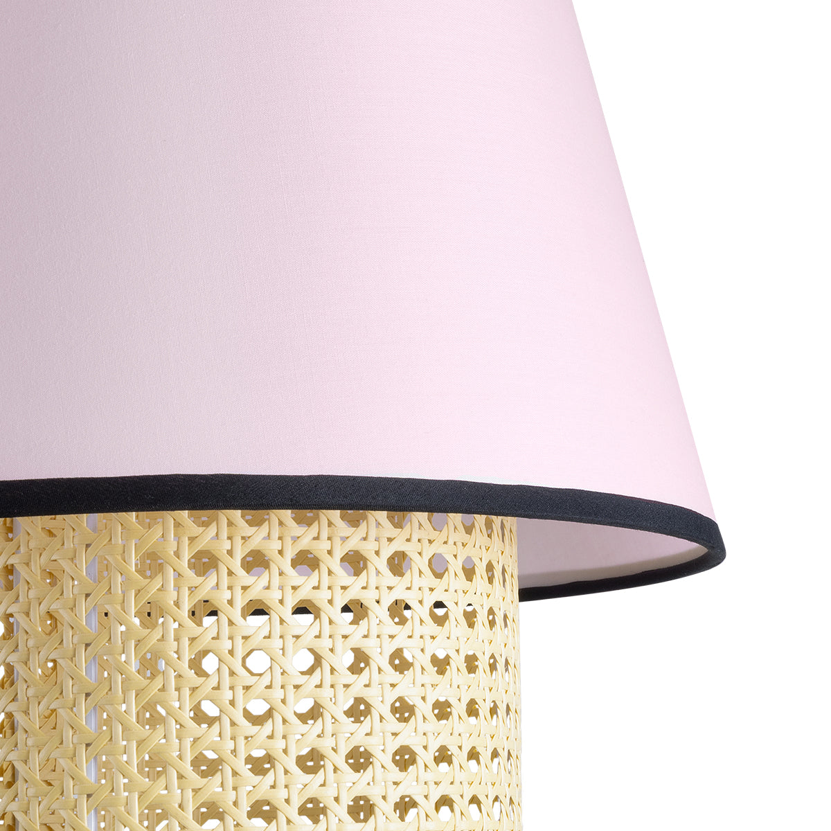 GloboStar® SAIGE 01921 Boho Κρεμαστό Φωτιστικό Οροφής Μονόφωτο 1 x E27 AC220-240V IP20 - Φ30 x Υ48cm - Μπεζ Μπαμπού Πλέγμα με Ροζ και Μπλε Υφασμάτινο Καπέλο - 5 Χρόνια Εγγύηση - ledmania.gr