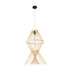 GloboStar® YOSHI 01928 Boho Κρεμαστό Φωτιστικό Οροφής Μονόφωτο 1 x E27 AC220-240V IP20 - Φ35 x Υ60cm - Μπεζ Ξύλινο Πλέγμα - 5 Χρόνια Εγγύηση - ledmania.gr