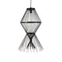 GloboStar® YOSHI 01929 Boho Κρεμαστό Φωτιστικό Οροφής Μονόφωτο 1 x E27 AC220-240V IP20 - Φ35 x Υ60cm - Μαύρο Ξύλινο Πλέγμα - 5 Χρόνια Εγγύηση - ledmania.gr