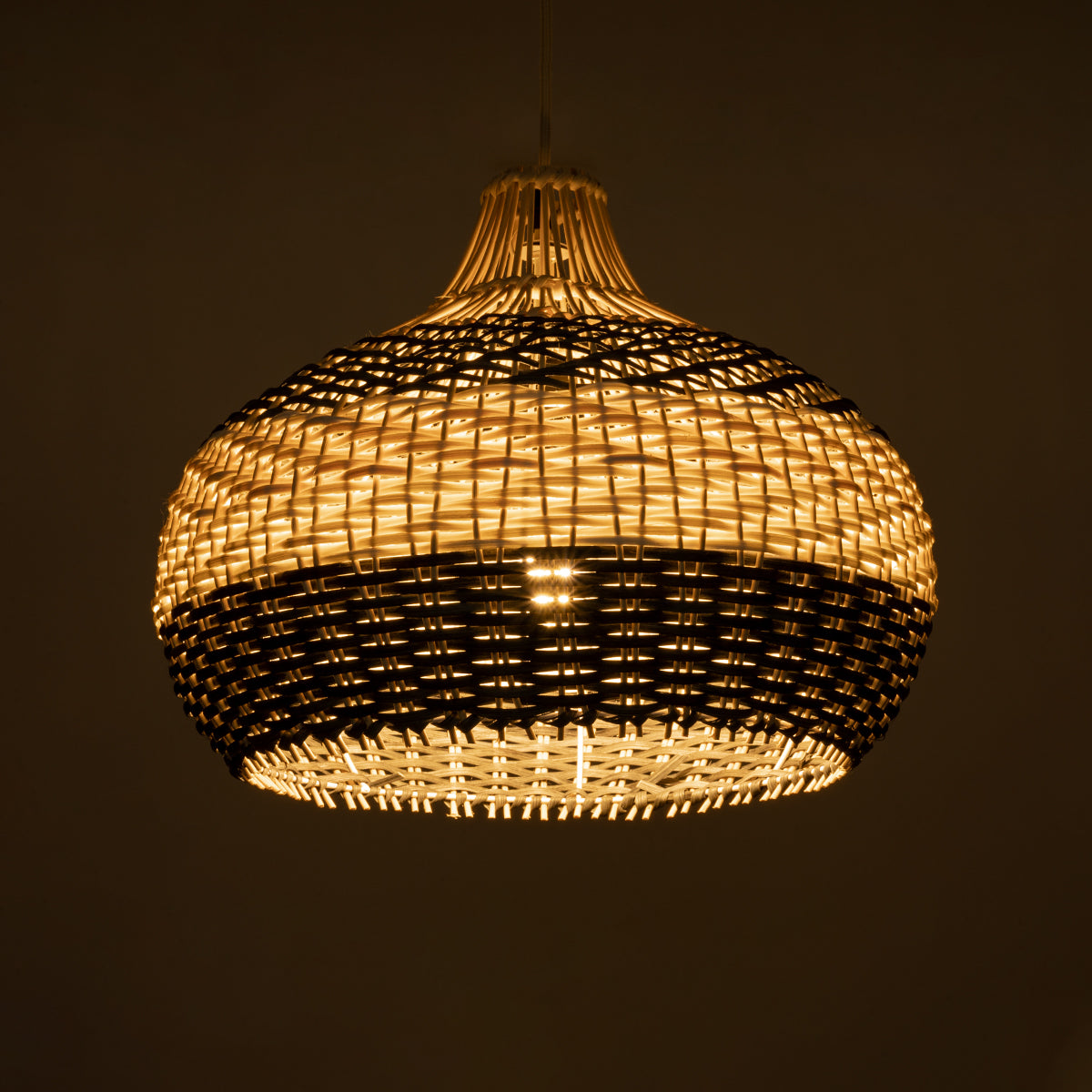 GloboStar® BARBADOS 01946 Boho Κρεμαστό Φωτιστικό Οροφής Μονόφωτο 1 x E27 AC220-240V IP20 - Φ40 x Υ34cm - Μπεζ - Χακί Ξύλινο Πλέγμα Καμπάνα - 5 Χρόνια Εγγύηση - ledmania.gr