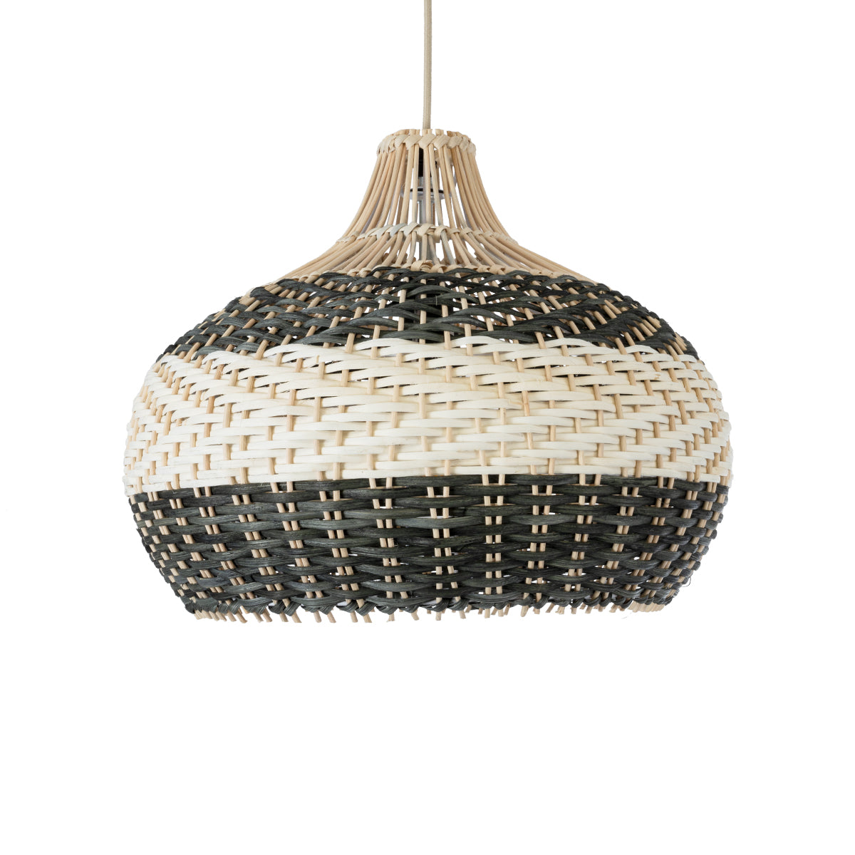 GloboStar® BARBADOS 01946 Boho Κρεμαστό Φωτιστικό Οροφής Μονόφωτο 1 x E27 AC220-240V IP20 - Φ40 x Υ34cm - Μπεζ - Χακί Ξύλινο Πλέγμα Καμπάνα - 5 Χρόνια Εγγύηση - ledmania.gr