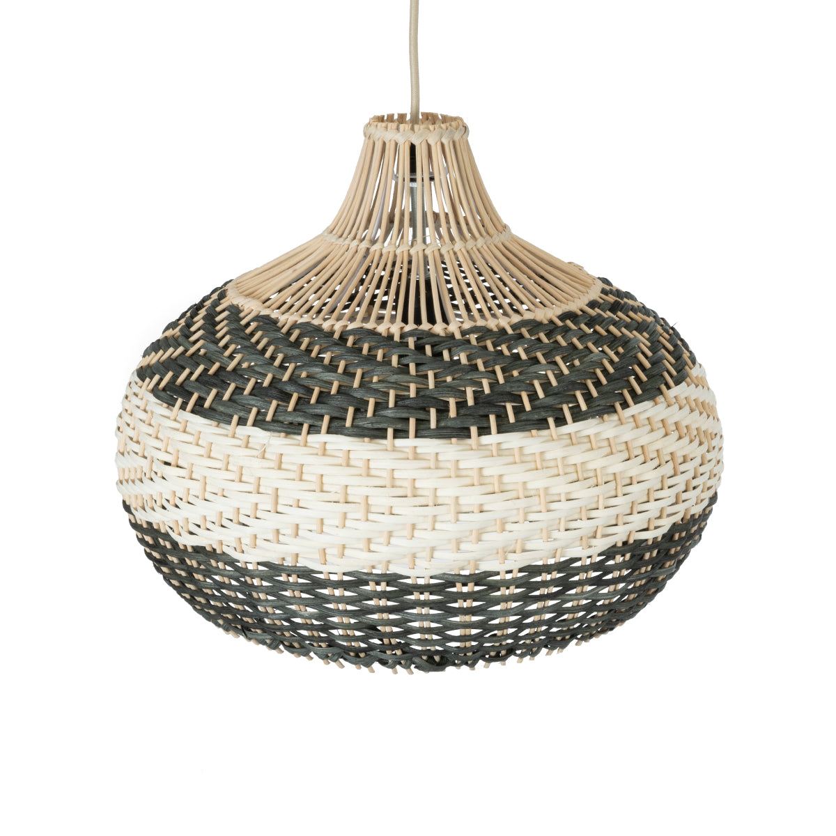 GloboStar® BARBADOS 01946 Boho Κρεμαστό Φωτιστικό Οροφής Μονόφωτο 1 x E27 AC220-240V IP20 - Φ40 x Υ34cm - Μπεζ - Χακί Ξύλινο Πλέγμα Καμπάνα - 5 Χρόνια Εγγύηση - ledmania.gr