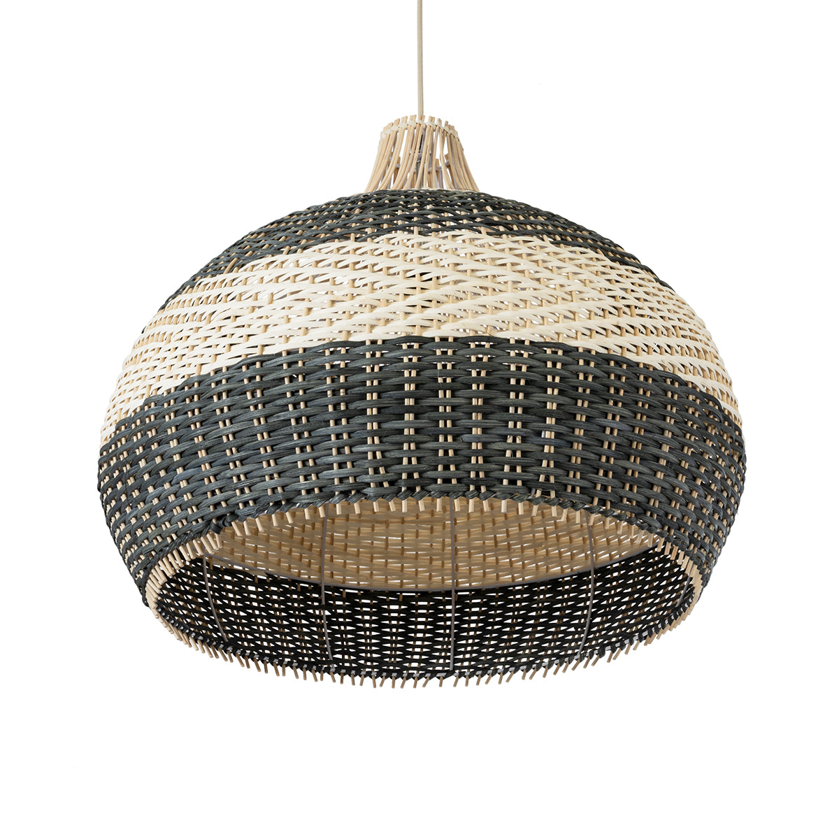 GloboStar® BARBADOS 01947 Boho Κρεμαστό Φωτιστικό Οροφής Μονόφωτο 1 x E27 AC220-240V IP20 - Φ60 x Υ60cm - Μπεζ - Χακί Ξύλινο Πλέγμα Καμπάνα - 5 Χρόνια Εγγύηση - ledmania.gr