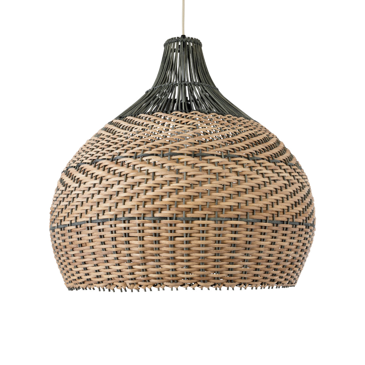 GloboStar® SEYCHELLES 01949 Boho Κρεμαστό Φωτιστικό Οροφής Μονόφωτο 1 x E27 AC220-240V IP20 - Φ60 x Υ60cm - Μπεζ Καφέ - Χακί Ξύλινο Πλέγμα Καμπάνα - 5 Χρόνια Εγγύηση - ledmania.gr