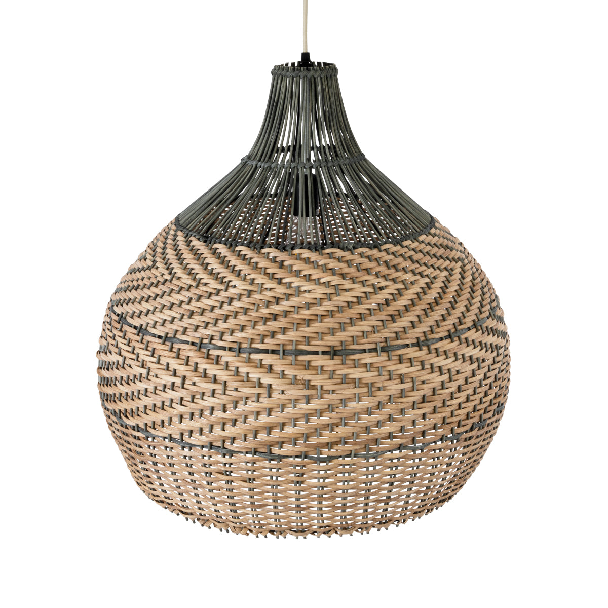 GloboStar® SEYCHELLES 01949 Boho Κρεμαστό Φωτιστικό Οροφής Μονόφωτο 1 x E27 AC220-240V IP20 - Φ60 x Υ60cm - Μπεζ Καφέ - Χακί Ξύλινο Πλέγμα Καμπάνα - 5 Χρόνια Εγγύηση - ledmania.gr