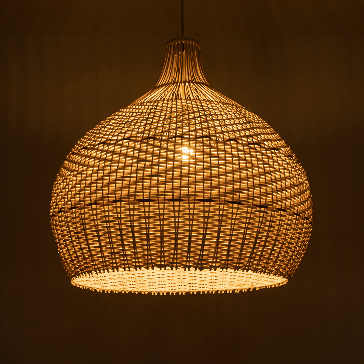 GloboStar® SANTACRUZ 01951 Boho Κρεμαστό Φωτιστικό Οροφής Μονόφωτο 1 x E27 AC220-240V IP20 - Φ60 x Υ60cm - Μπεζ - Καφέ Ξύλινο Πλέγμα Καμπάνα - 5 Χρόνια Εγγύηση - ledmania.gr