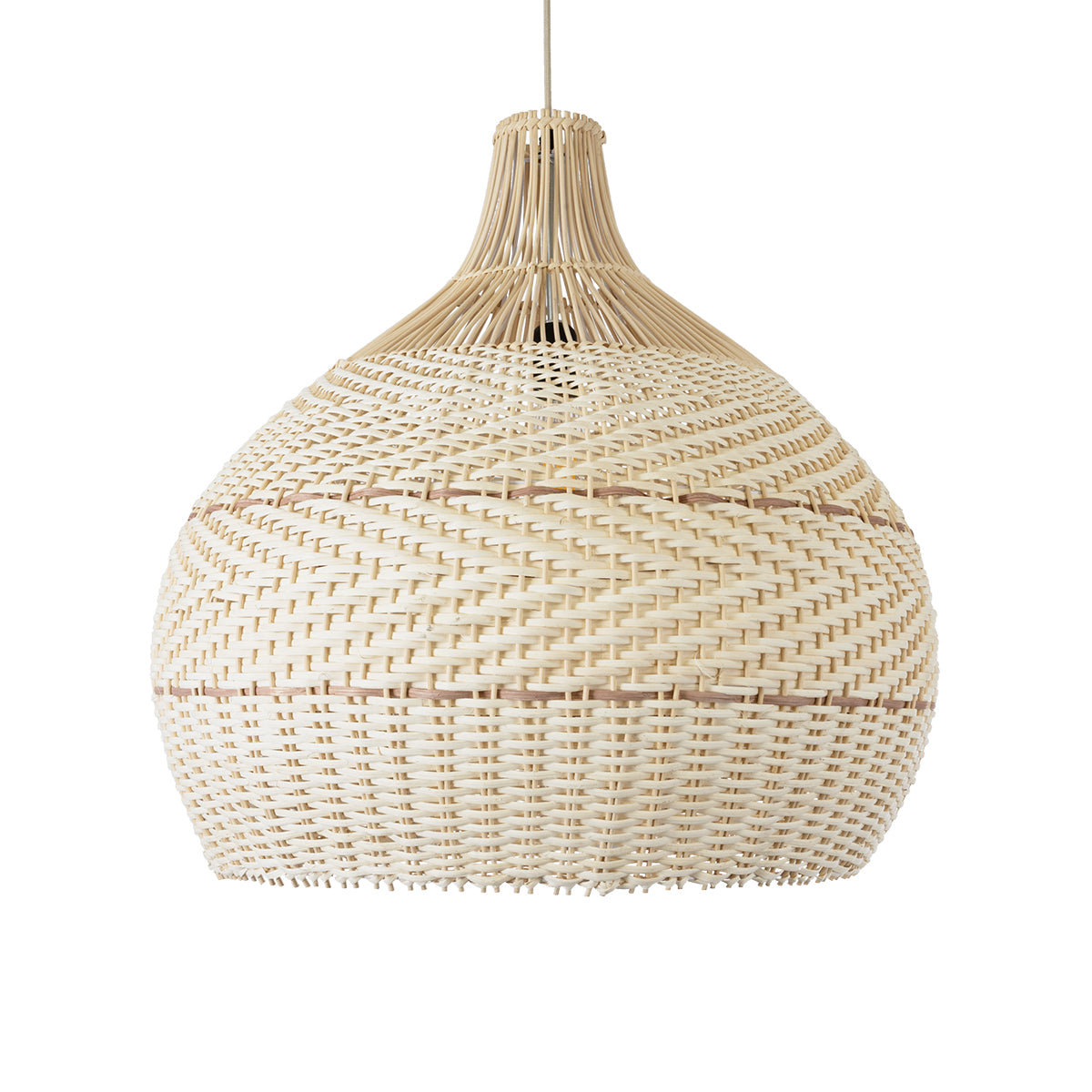 GloboStar® SANTACRUZ 01951 Boho Κρεμαστό Φωτιστικό Οροφής Μονόφωτο 1 x E27 AC220-240V IP20 - Φ60 x Υ60cm - Μπεζ - Καφέ Ξύλινο Πλέγμα Καμπάνα - 5 Χρόνια Εγγύηση - ledmania.gr