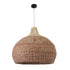 GloboStar® PANAMA 01953 Boho Κρεμαστό Φωτιστικό Οροφής Μονόφωτο 1 x E27 AC220-240V IP20 - Φ60 x Υ60cm - Μπεζ - Καφέ Ξύλινο Πλέγμα Καμπάνα - 5 Χρόνια Εγγύηση - ledmania.gr