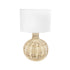 GloboStar® SHIZUMI 01959 Boho Επιτραπέζιο Φωτιστικό Πορτατίφ Μονόφωτο 1 x E27 AC220-240V IP20 - Φ30 x Υ50cm - Μπεζ Ξύλινο Πλέγμα με Λευκό Καπέλο - 5 Χρόνια Εγγύηση - ledmania.gr