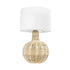 GloboStar® SHIZUMI 01959 Boho Επιτραπέζιο Φωτιστικό Πορτατίφ Μονόφωτο 1 x E27 AC220-240V IP20 - Φ30 x Υ50cm - Μπεζ Ξύλινο Πλέγμα με Λευκό Καπέλο - 5 Χρόνια Εγγύηση - ledmania.gr