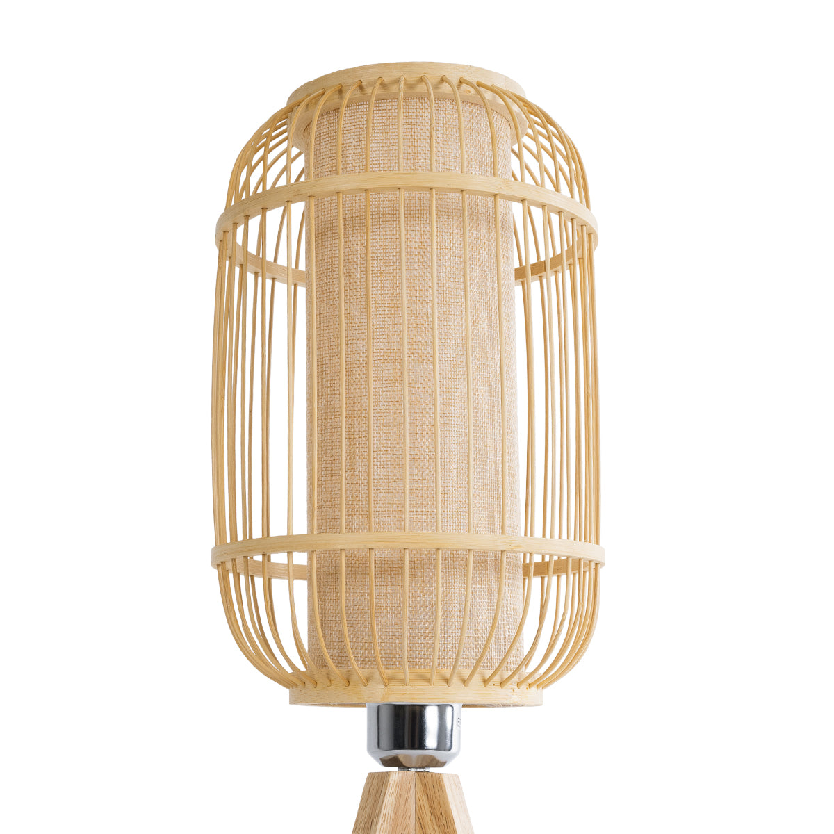GloboStar® BODHI 01992 Boho Επιτραπέζιο Φωτιστικό Μονόφωτο 1 x E27 AC220-240V IP20 - Φ19 x Υ49cm - Μπεζ Ξύλινο Μπαμπού Πλέγμα - 5 Χρόνια Εγγύηση - ledmania.gr