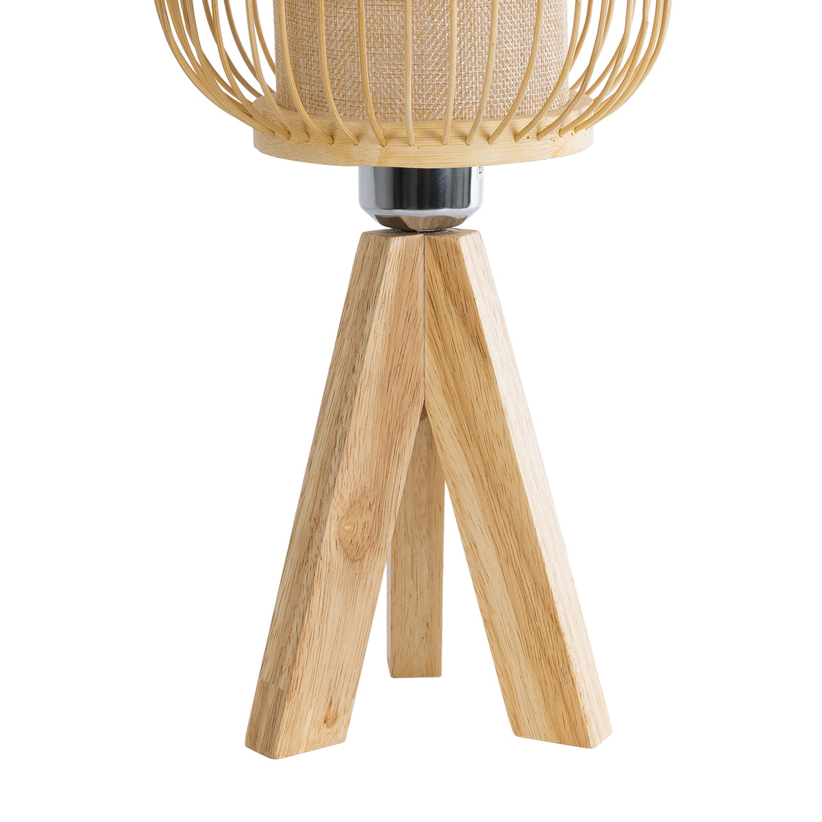 GloboStar® BODHI 01992 Boho Επιτραπέζιο Φωτιστικό Μονόφωτο 1 x E27 AC220-240V IP20 - Φ19 x Υ49cm - Μπεζ Ξύλινο Μπαμπού Πλέγμα - 5 Χρόνια Εγγύηση - ledmania.gr