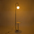 GloboStar® CORDELIA 02026 Μοντέρνο Επιδαπέδιο Φωτιστικό Τραπεζάκι Μονόφωτο 1 x E27 AC220-240V IP20 - Μ30 x Π38 x Υ180cm - Μαύρο με Λευκό Μεταλλικό & Γυάλινη Γαλακτερή Μπάλα - 5 Χρόνια Εγγύηση - ledmania.gr