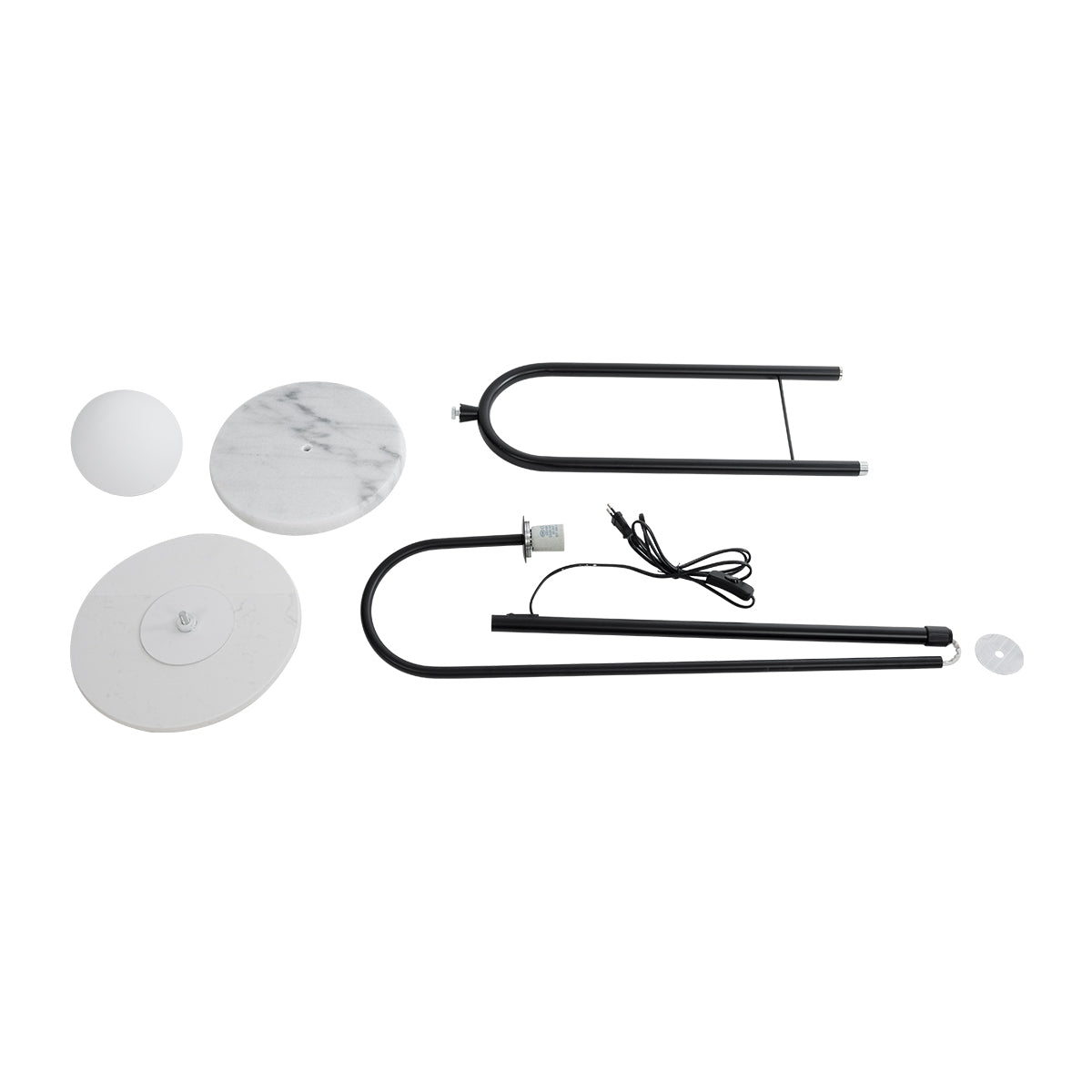 GloboStar® CORDELIA 02026 Μοντέρνο Επιδαπέδιο Φωτιστικό Τραπεζάκι Μονόφωτο 1 x E27 AC220-240V IP20 - Μ30 x Π38 x Υ180cm - Μαύρο με Λευκό Μεταλλικό & Γυάλινη Γαλακτερή Μπάλα - 5 Χρόνια Εγγύηση - ledmania.gr