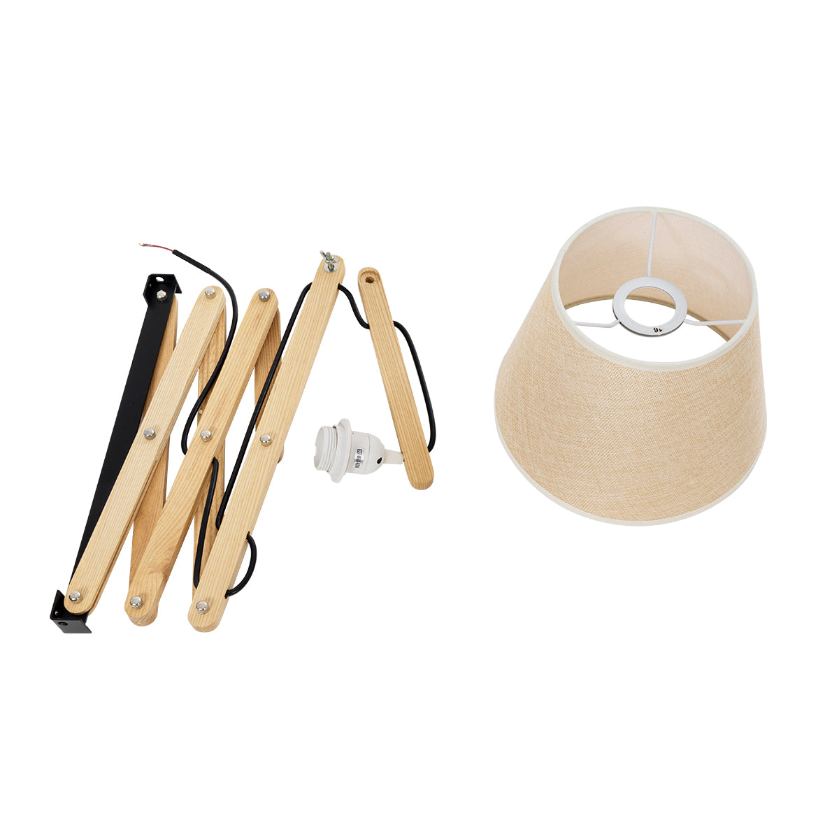 GloboStar® TALISHA 02028 Μοντέρνο Φωτιστικό Τοίχου - Απλίκα 1 x E27 AC 220-240V - Μ35-100 x Π15 x Υ36cm - Μπεζ Ξύλινο με Μπεζ Καπέλο - 5 Χρόνια Eγγύηση - ledmania.gr