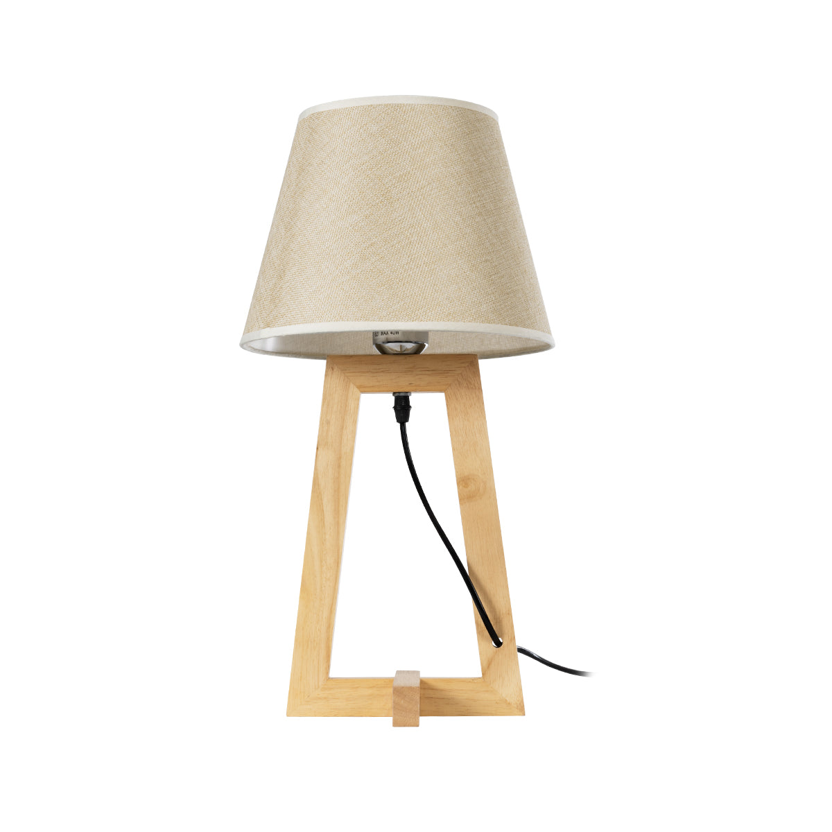 GloboStar® TAKIKO 02042 Μοντέρνο Επιτραπέζιο Φωτιστικό Μονόφωτο 1 x E27 AC220-240V IP20 - Φ25 x Υ48cm - Μπεζ Ξύλινη Βάση & Μπεζ Πλεκτό Καπέλο - 5 Χρόνια Εγγύηση - ledmania.gr