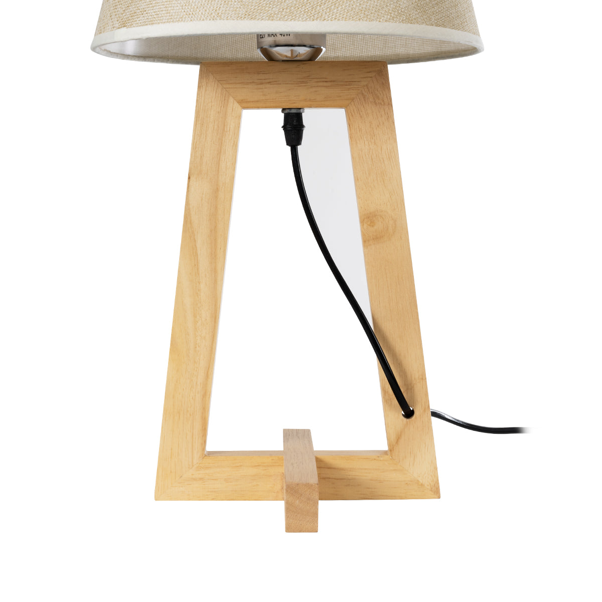GloboStar® TAKIKO 02042 Μοντέρνο Επιτραπέζιο Φωτιστικό Μονόφωτο 1 x E27 AC220-240V IP20 - Φ25 x Υ48cm - Μπεζ Ξύλινη Βάση & Μπεζ Πλεκτό Καπέλο - 5 Χρόνια Εγγύηση - ledmania.gr