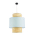 GloboStar® SAIGE 02045 Boho Κρεμαστό Φωτιστικό Οροφής Μονόφωτο 1 x E27 AC220-240V IP20 - Φ50 x Υ60cm - Μπεζ με Γαλάζιο Ξύλινο Μπαμπού Πλέγμα - 5 Χρόνια Εγγύηση - ledmania.gr