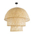 GloboStar® HIROKA 02046 Boho Κρεμαστό Φωτιστικό Οροφής Μονόφωτο 1 x E27 AC220-240V IP20 - Φ100 x Υ110cm - Μπεζ Ξύλινο Μπαμπού Πλέγμα Καμπάνα - 5 Χρόνια Εγγύηση - ledmania.gr