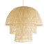 GloboStar® HIROKA 02046 Boho Κρεμαστό Φωτιστικό Οροφής Μονόφωτο 1 x E27 AC220-240V IP20 - Φ100 x Υ110cm - Μπεζ Ξύλινο Μπαμπού Πλέγμα Καμπάνα - 5 Χρόνια Εγγύηση - ledmania.gr