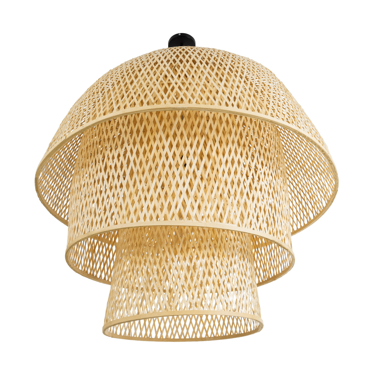 GloboStar® HIROKA 02046 Boho Κρεμαστό Φωτιστικό Οροφής Μονόφωτο 1 x E27 AC220-240V IP20 - Φ100 x Υ110cm - Μπεζ Ξύλινο Μπαμπού Πλέγμα Καμπάνα - 5 Χρόνια Εγγύηση - ledmania.gr
