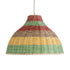 GloboStar® CABALLEROS 02053 Boho Κρεμαστό Φωτιστικό Οροφής Μονόφωτο 1 x E27 AC220-240V IP20 - Φ40 x Υ27cm - Πράσινο με Κίτρινο και Μπεζ με Κόκκινο Ξύλινο Μπαμπού Πλέγμα Καμπάνα - 5 Χρόνια Εγγύηση - ledmania.gr