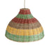 GloboStar® CABALLEROS 02053 Boho Κρεμαστό Φωτιστικό Οροφής Μονόφωτο 1 x E27 AC220-240V IP20 - Φ40 x Υ27cm - Πράσινο με Κίτρινο και Μπεζ με Κόκκινο Ξύλινο Μπαμπού Πλέγμα Καμπάνα - 5 Χρόνια Εγγύηση - ledmania.gr